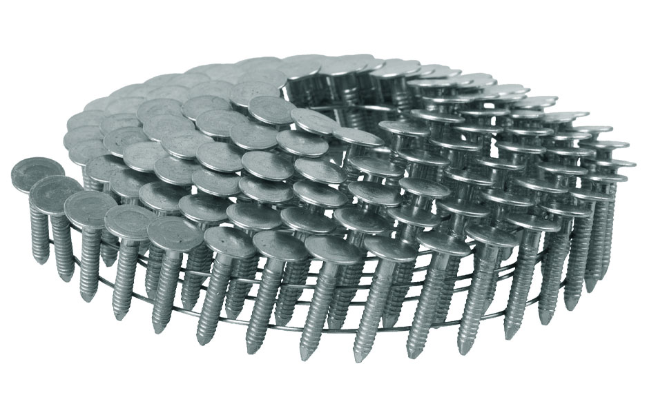 1 3/4 in. x .120 Wire Coil, Round Head, Ring Shank, Electrogalvanized, Roofing Nails